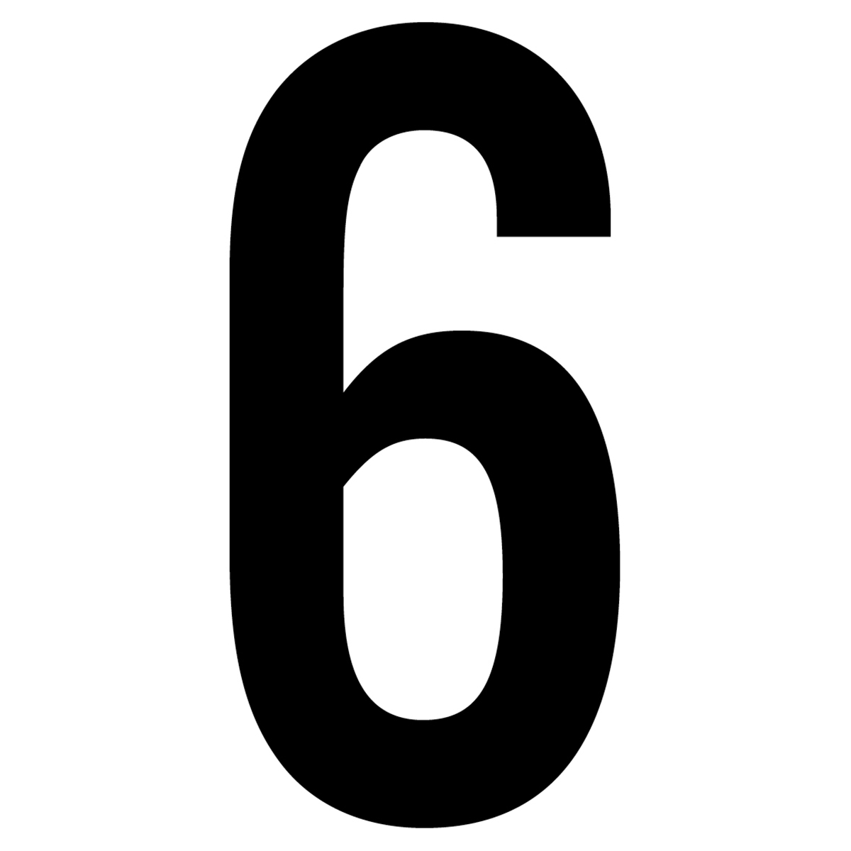 61607 Number 6 White Vinyl Adhesive Label - 5 in.