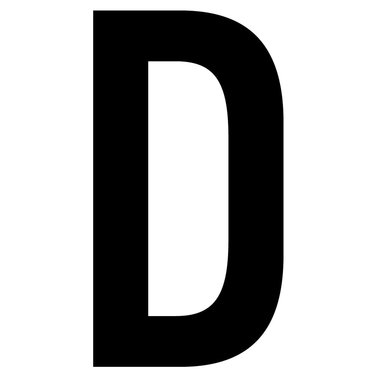61614 Letter D White Vinyl Adhesive Label - 5 in.