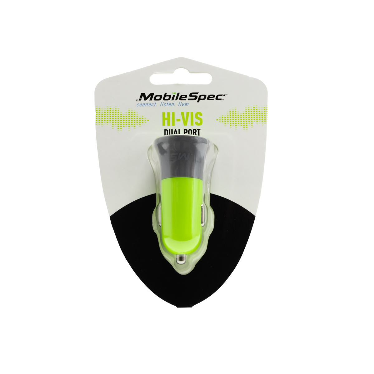 MBSHVDC01 Hi-Vis Dual Port 30W DC Type A & Type C Car Charger Adapter - Yellow