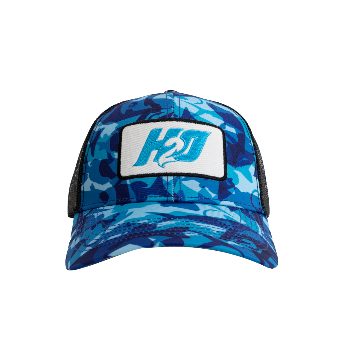 CAP02B Mens & Womens Cotton Wave Baseball Cap - Water-Theme Pool Guard Sun Protection Trucker Hat - Blue Camo