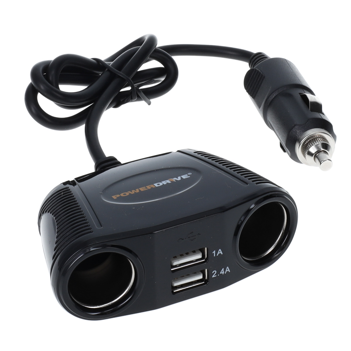 PD9431USB 12V 2-Way Corded Adapter with 2 USB Port USB Charger for Plug Outlet Multi Port Splitter - Black