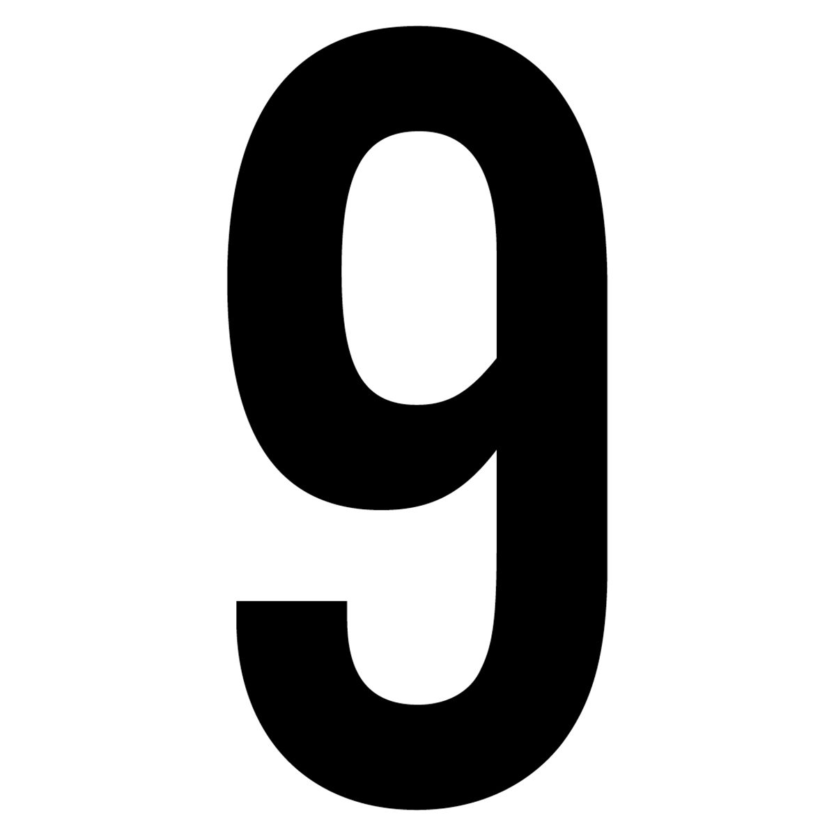 61610 Number 9 White Vinyl Adhesive Label - 5 in.