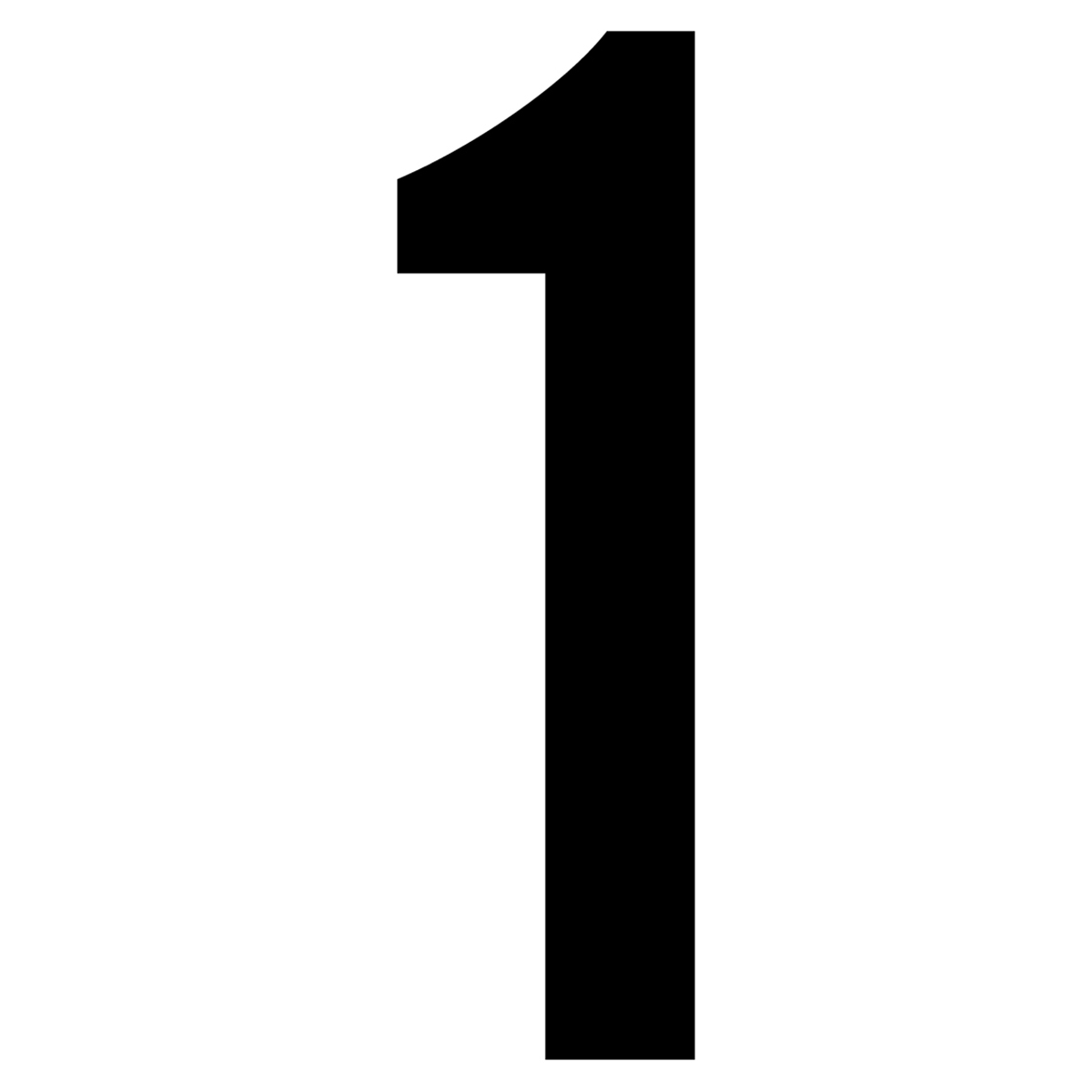 61602 Number 1 White Vinyl Adhesive Label - 5 in.