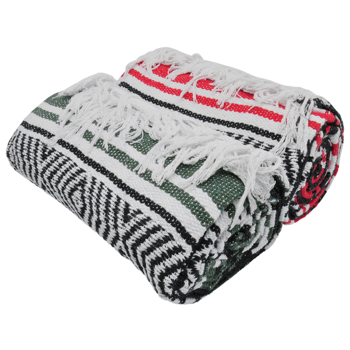 OL124 BlackCanyon Gear False Rolled Cotton Blend Mexican Style Saddle Yoga Beach Aztec Throw Colorful Serape Blanket - 4 x 6 ft.