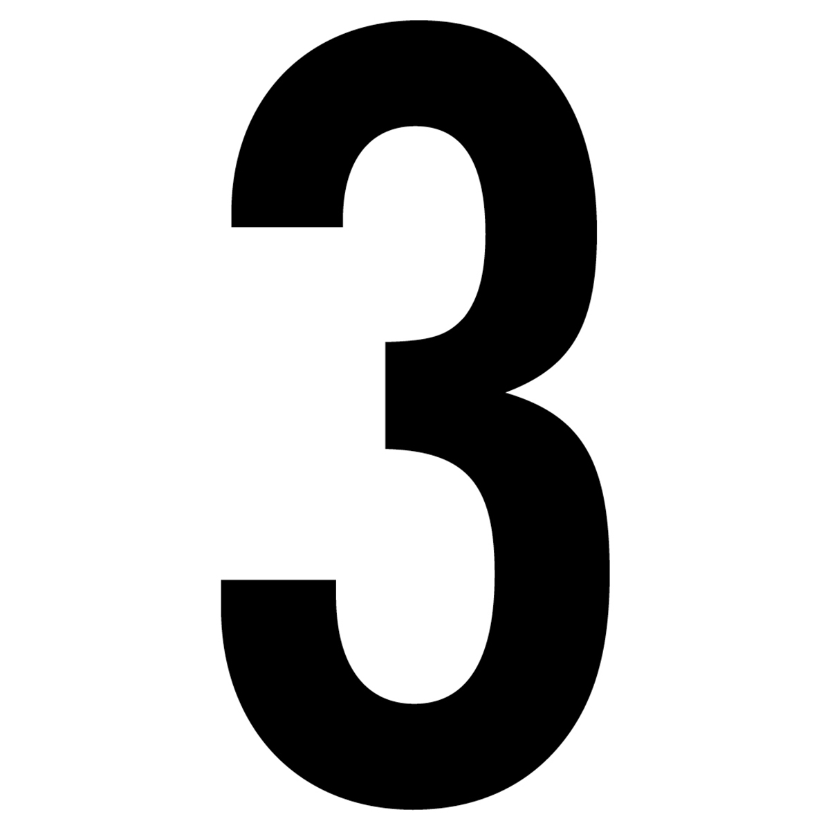 61604N Number 3 White Vinyl Adhesive Label - 5 in.