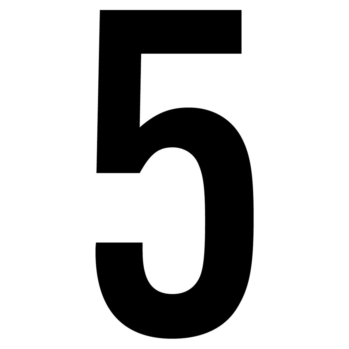 61606 Number 5 White Vinyl Adhesive Label - 5 in.