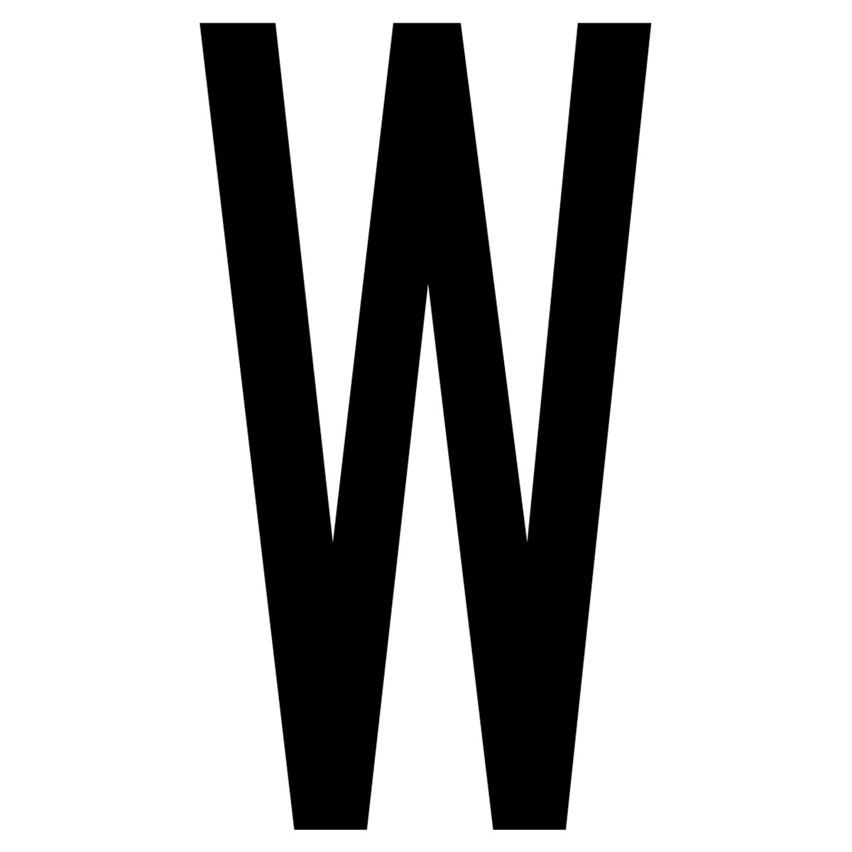 61633 Letter W White Vinyl Adhesive Label - 5 in.
