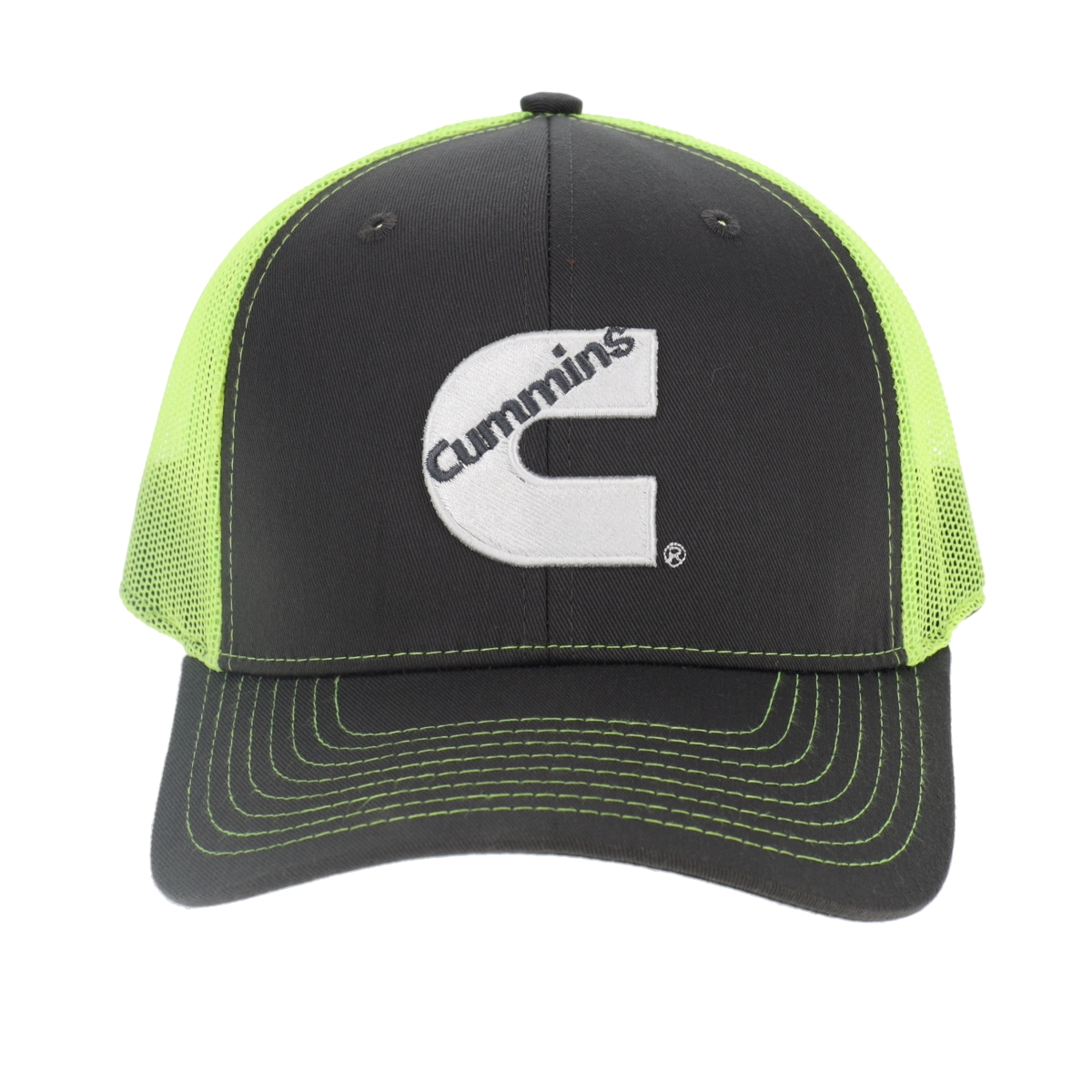 CMN35199 Hat Hi-Vis Neon Mesh Snapback Cap - Grey & Lime