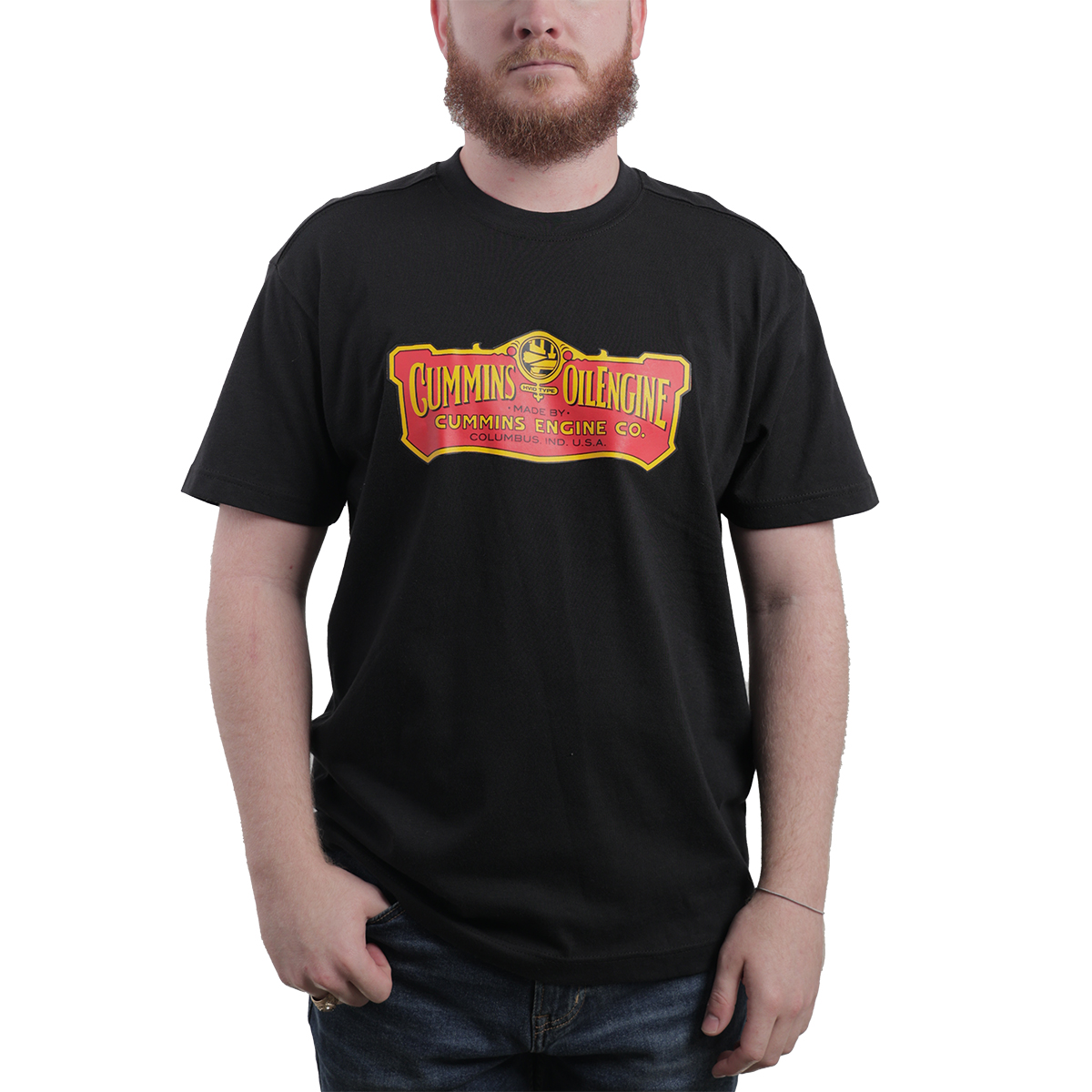 CMN34739 Vintage Graphic T-Shirts for Mens & Womens Crew Neck Trucker Apparel Oil Engine 1919 Retro  Engine Co Logo - Black - Extra Large
