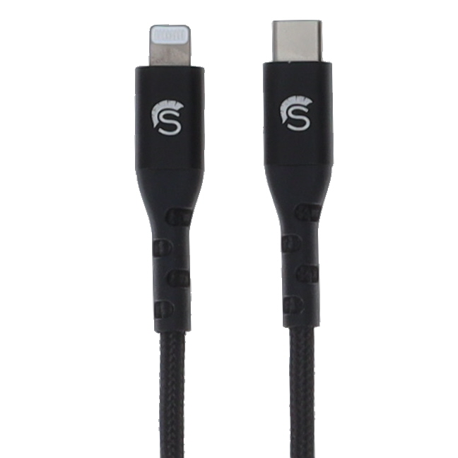 STLIGHTC4 4 ft. Kevlar Lightning to USB-C Braided Cable - Fast Charging iPod iPad Air Pods - Black