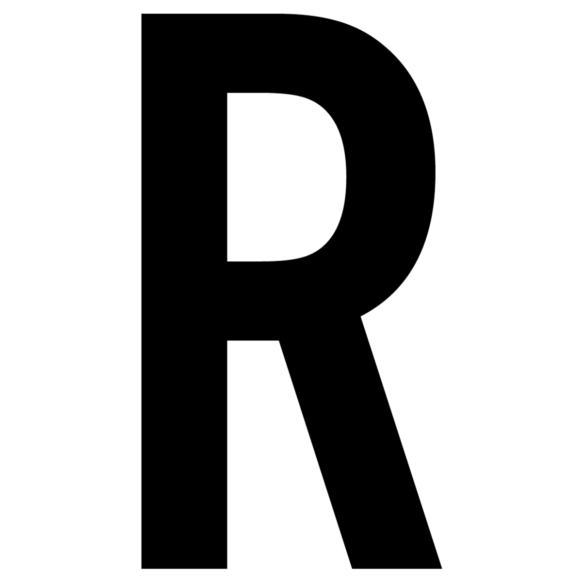 61628 Letter R White Vinyl Adhesive Label - 5 in.