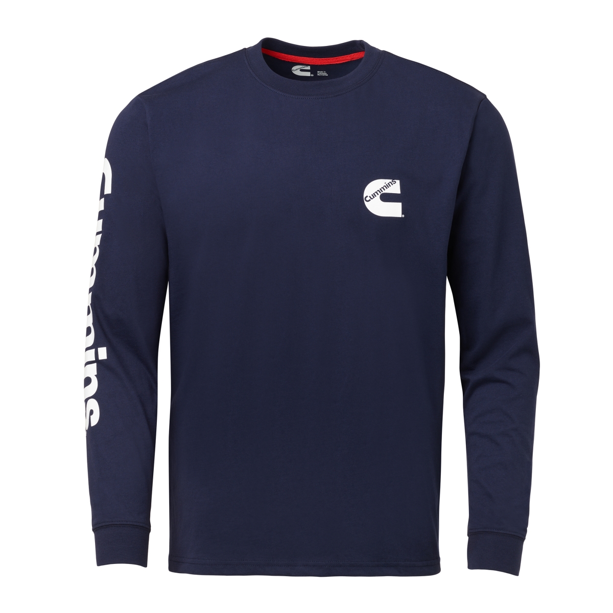 CMN35337 Long Sleeve Wordmark Crew Neck T-Shirt - Blue - Medium