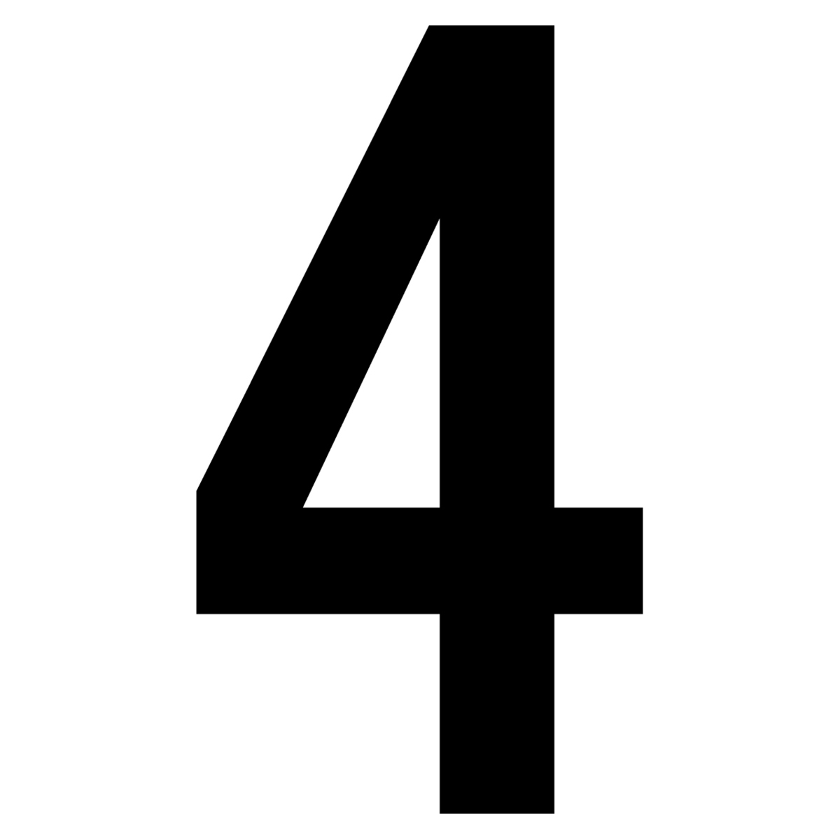 61605 Number 4 White Vinyl Adhesive Label - 5 in.