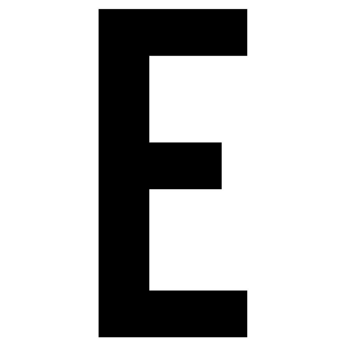 61615 Letter E White Vinyl Adhesive Label - 5 in.