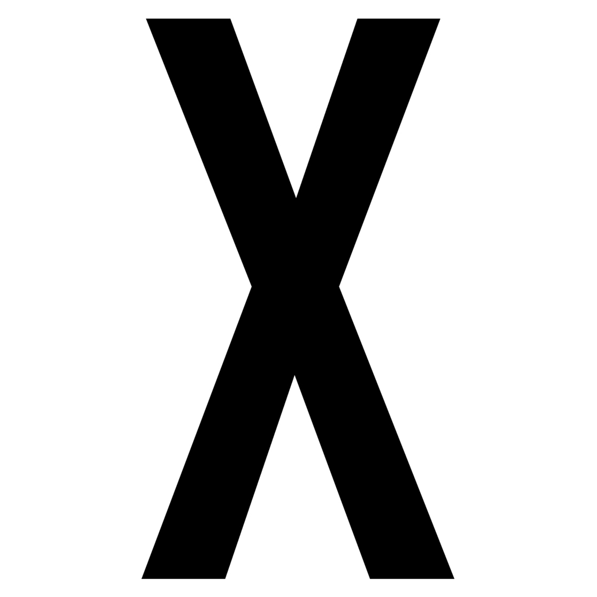 61634 Letter X White Vinyl Adhesive Label - 5 in.