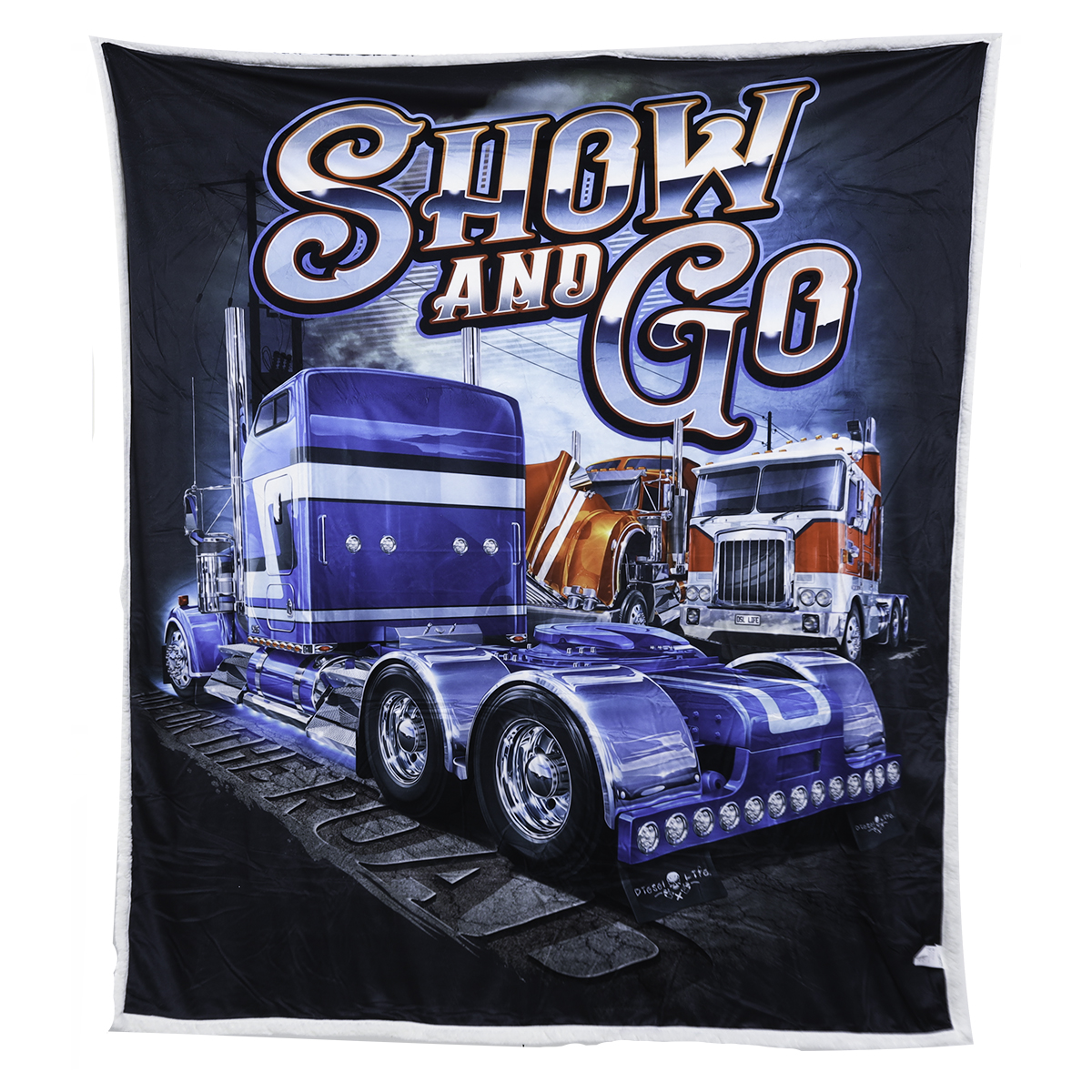 DL02SANDG 60 x 70 in. Sherpa Throw Blanket - Soft Fleece Blanket with Plush Sherpa Lining & Show & Go Truck Graphic