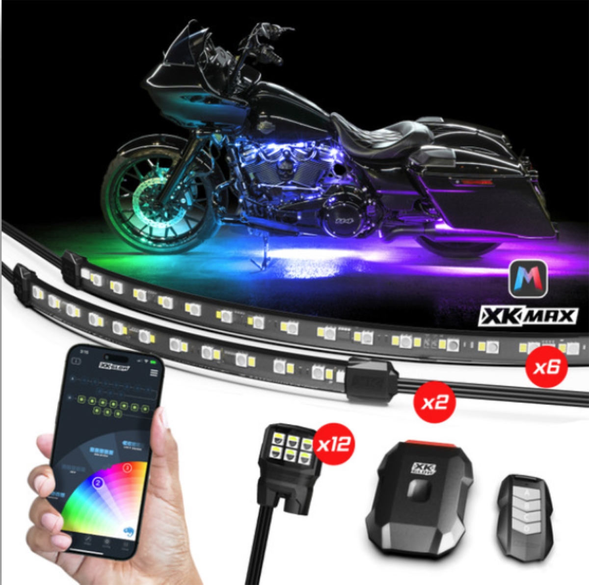 XKGLOW RGBW Addressable Motorcycle Underglow Light Kit (248893)