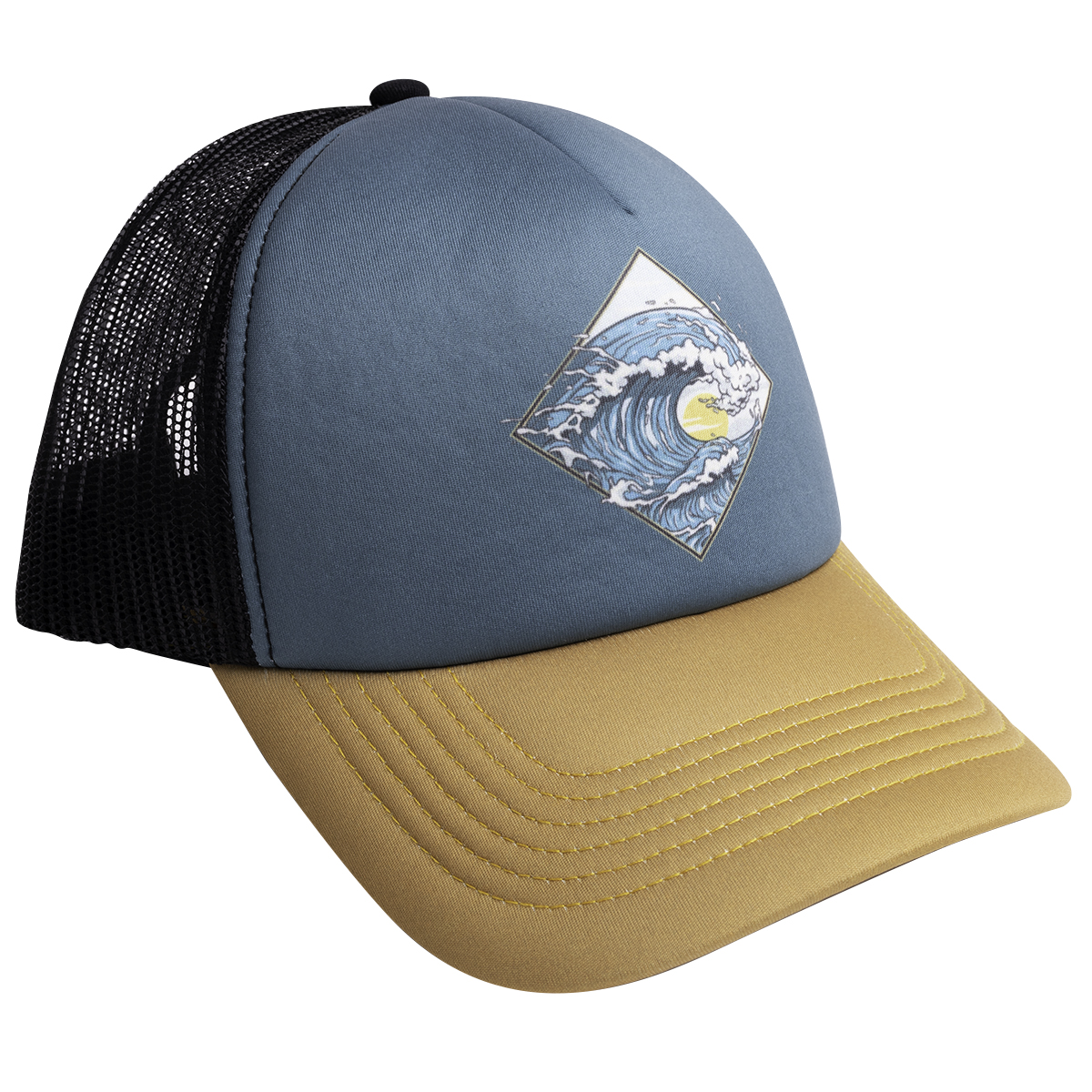 EICAPWAVE1 Beach Lovers Trucker Beach Baseball Cap - Blue