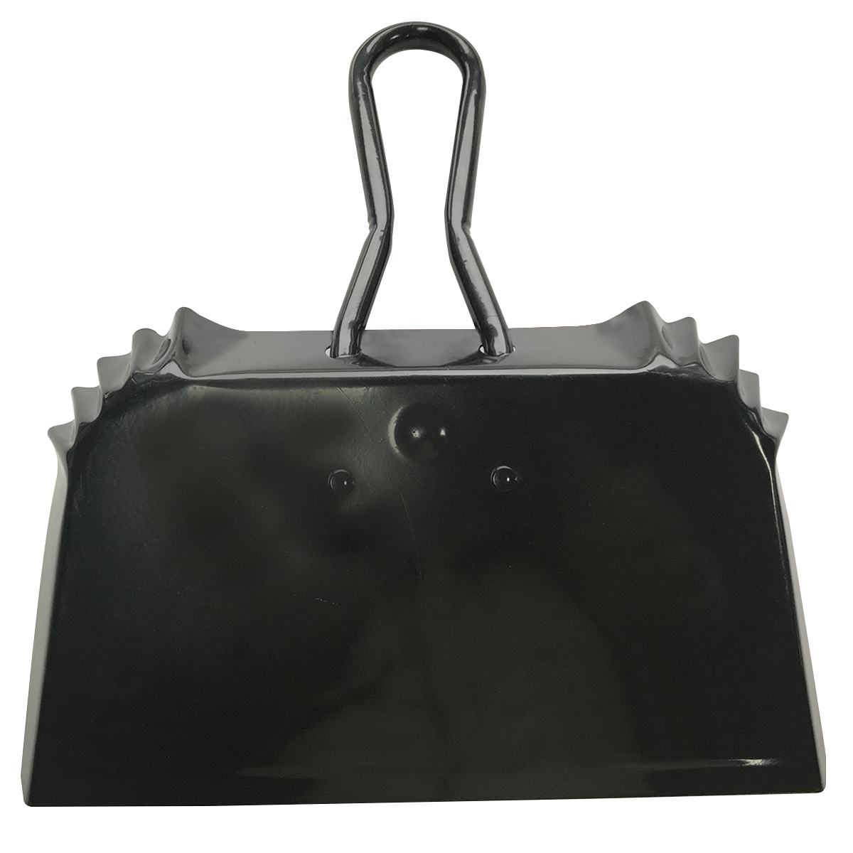 19HS111 Extra-Wide Metal Industrial-Strength Handheld Steel Dustpan with Handle, Black