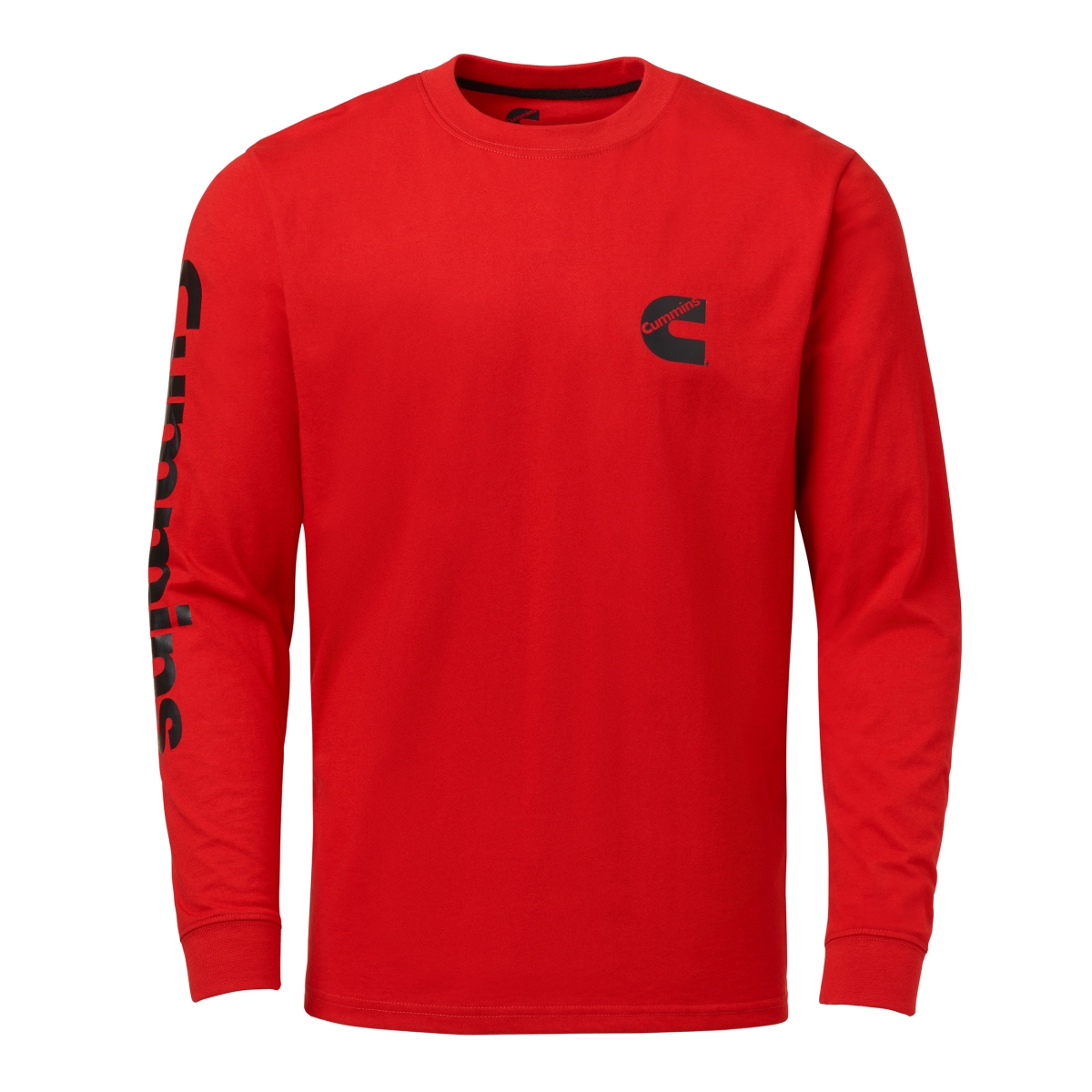 CMN35353 Wordmark Crew Neck Long-Sleeve T-shirt - Red - Medium