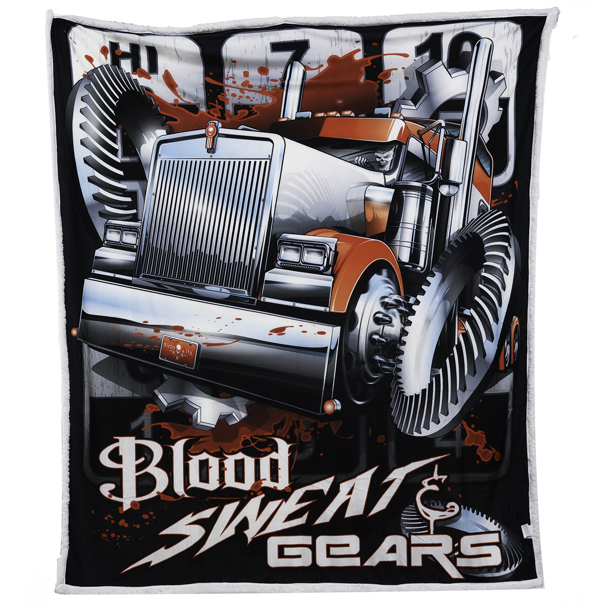 DL02BSG 50 x 60 in. Trucking Throw Blanket - Soft Fleece Lightweight Blanket with Blood Sweat & Gears Truck Graphic