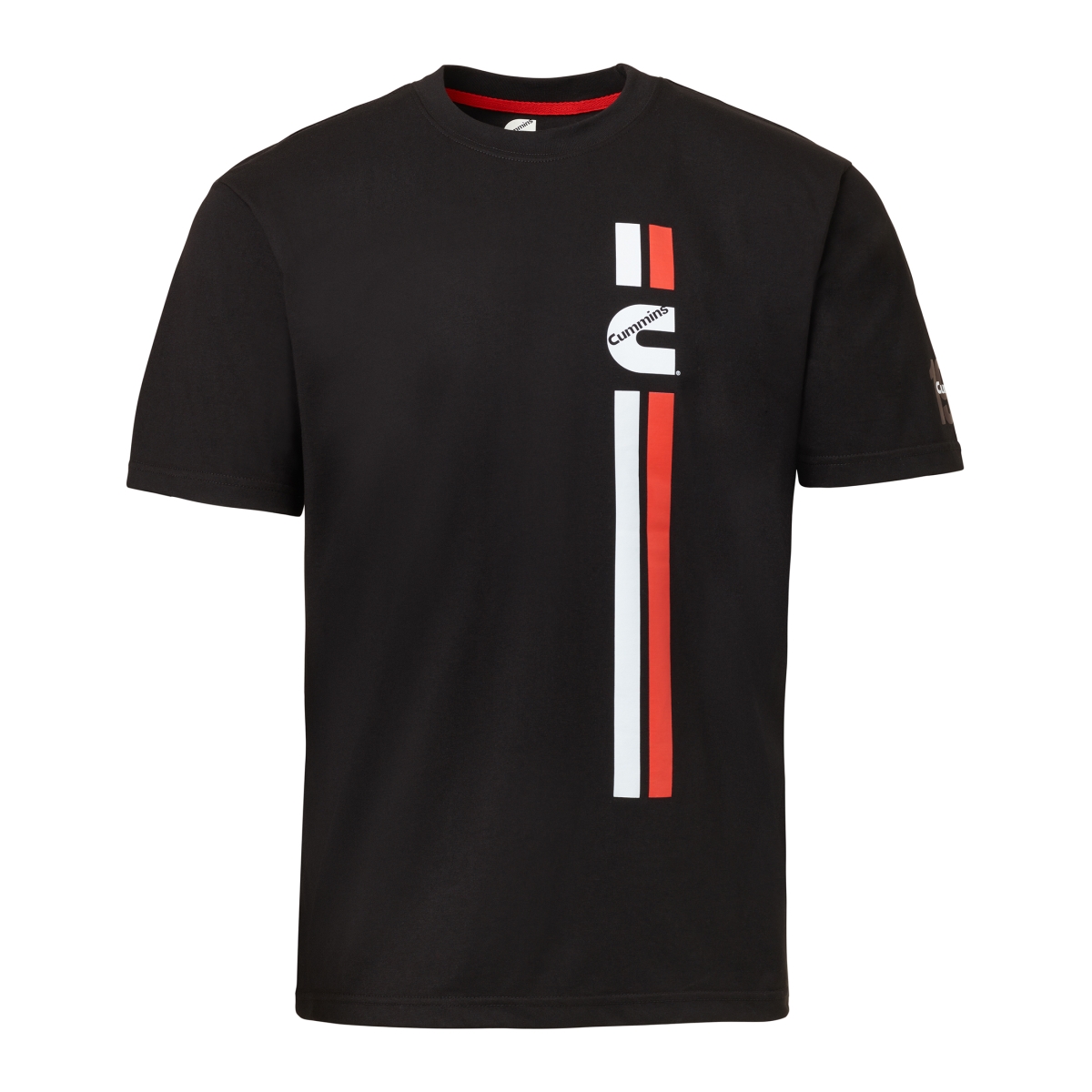 CMN35235 Vertical Racing Stripes T-Shirts for Mens & Womens Crew Neck Trucker Apparel Logo - Black - 2XL