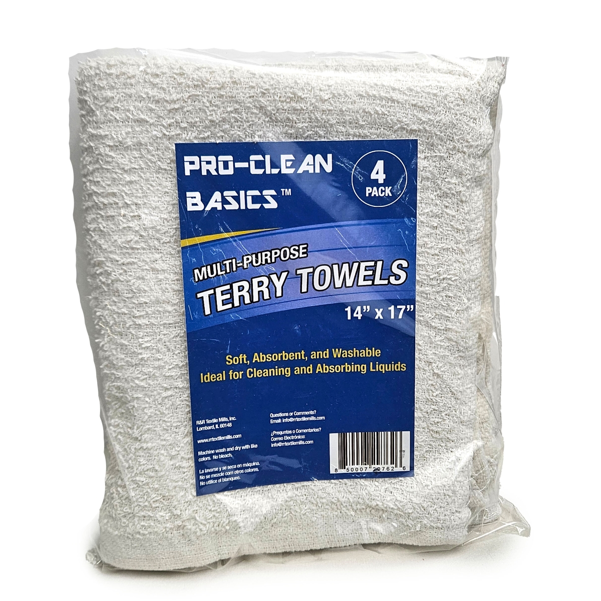 5170204 Multi Purpose Terry Towel - White - Pack of 4