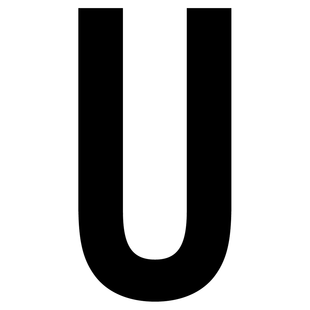 61631 Letter U White Vinyl Adhesive Label - 5 in.