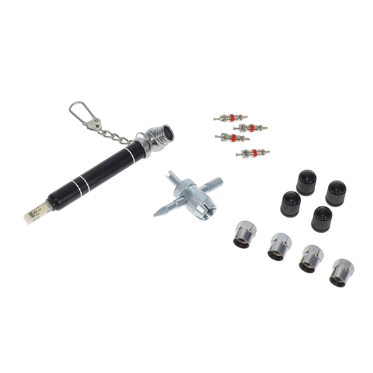 23TR001 Tire Repair Tackle Set - 4-Way Tire Valve Tool Valve Stem Core Replacement 14 Piece Kit