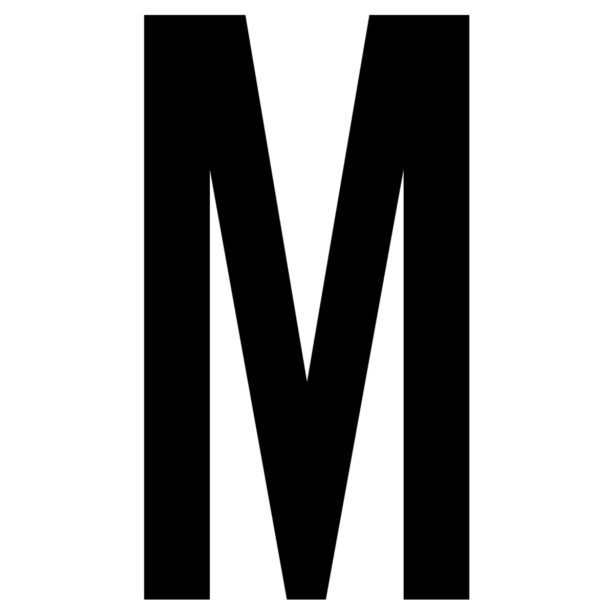 61623 Letter M White Vinyl Adhesive Label - 5 in.