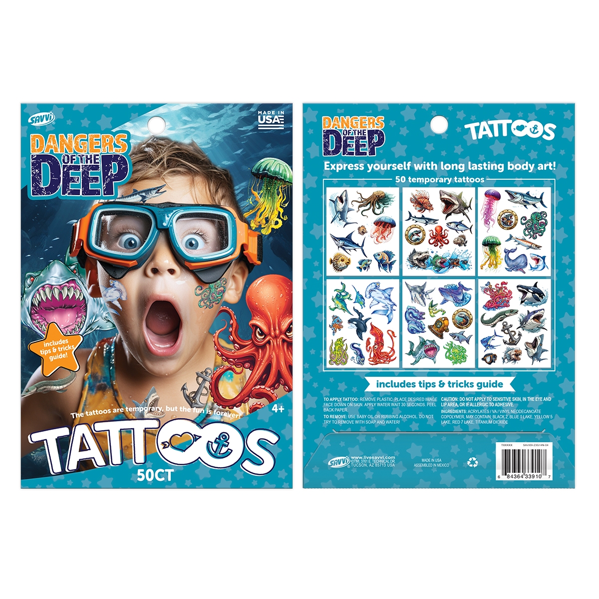 SV35120 Sea Creatures Temp Tattoo Pouch