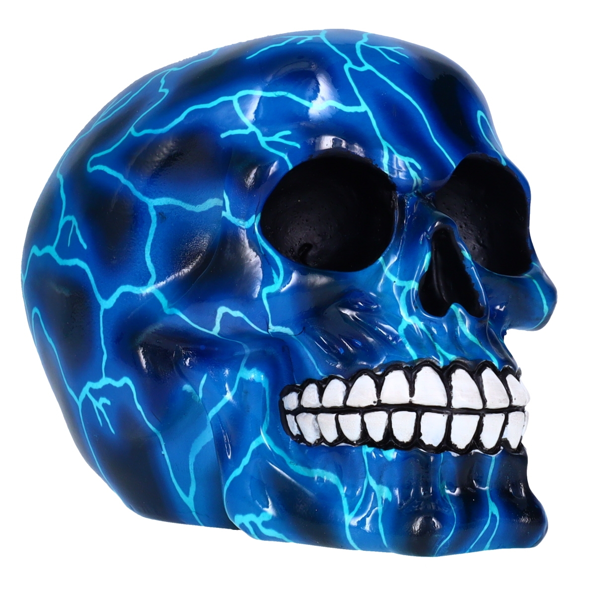 P78412BX  Resin Blue Caracas Skull Design P78412BX Halloween Decoration Gothic Skeleton Head Dia de los Muertos