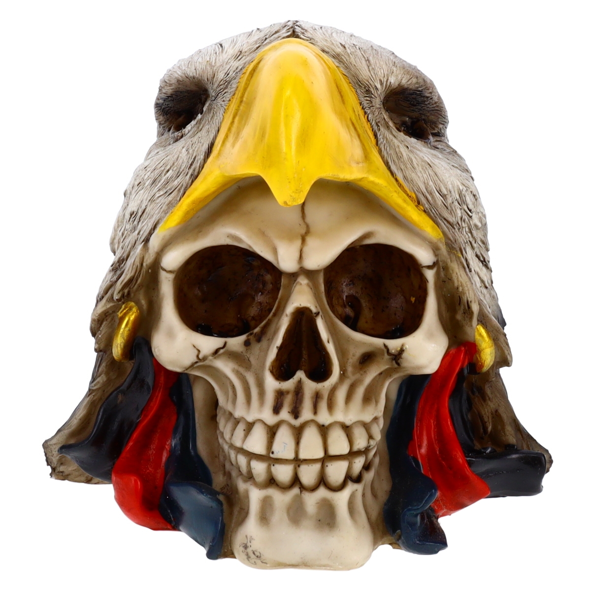 P754741 Poly Resin Skull with Eagle Head Dress