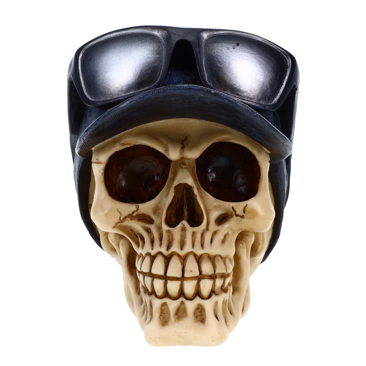 P754248  Resin Skull Collectible Caracas Hat with Glasses P754248 Halloween Decoration Gothic Skeleton Head Dia de los Muertos