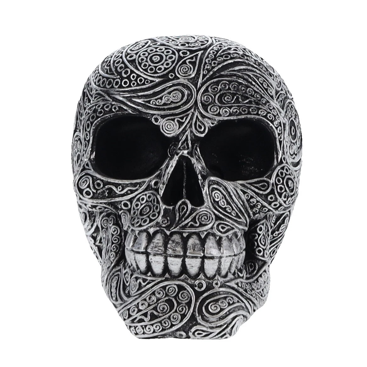 P784257A Silver Paisley Pattern Skull