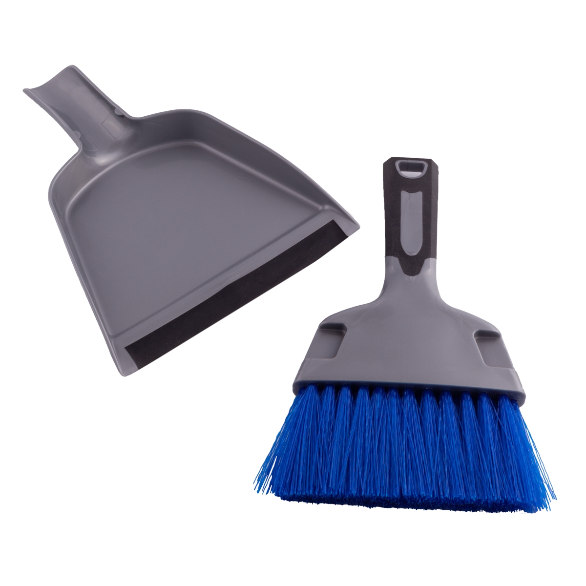 Mini Dustpan and Brush Set - Gray - Compact - Rubberized Edge