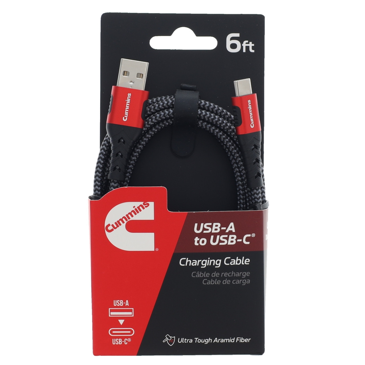 CMN35459 6 ft. USB-A to USB-C Charging Cable - iPhone & Samsung - Premium Braided Charge & Sync Ultra-Durable Aramid Fiber