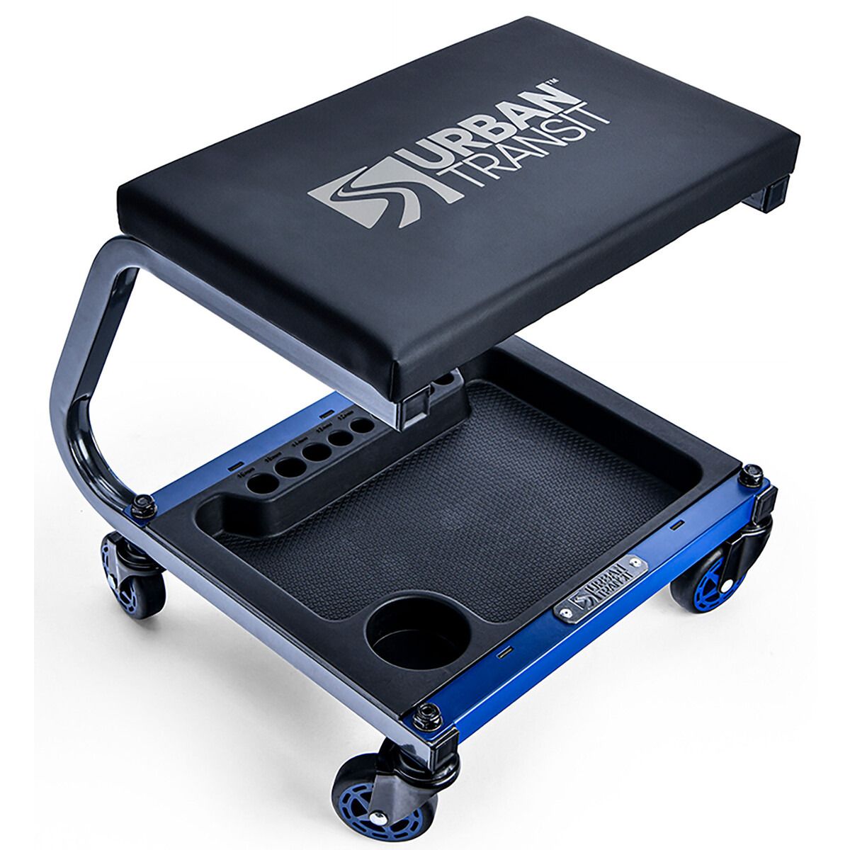 Fastback Pro-Glide Shop Stool with Padded Seat and Storage Tray 350lb Capacity