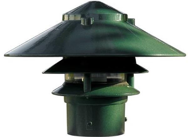 D5000-310-G 120V E26 Powder Coated 3-Tier Cast Aluminium Pagoda Light - 3 in. Base & 10 in. Top, Green