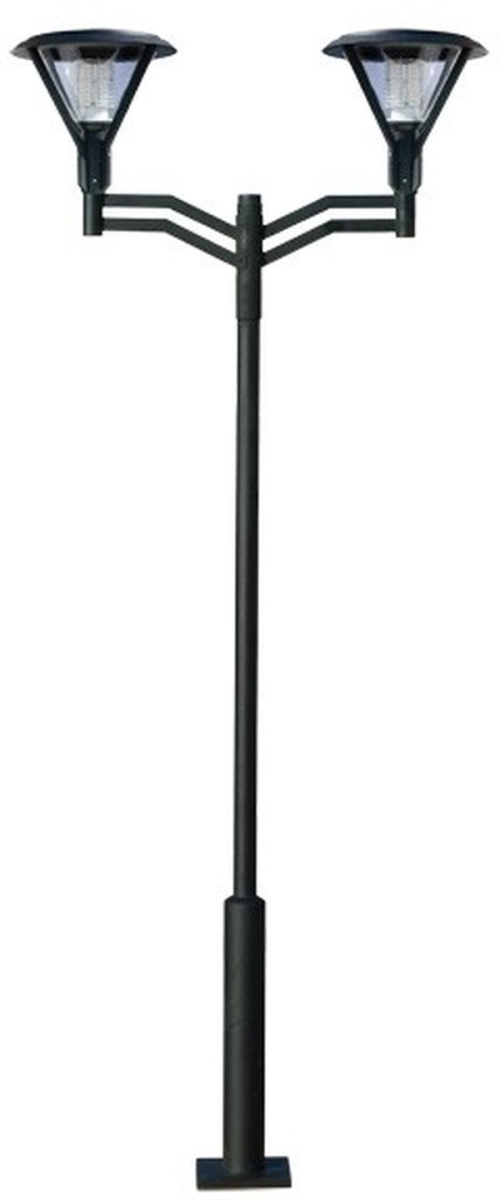GM9502-L36-65K-B 120V-277V E26 2X LED 18W 65K Cast Aluminium 2 Post Top Light Fixture Pole Plus Base, Black