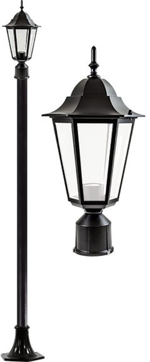 GM1321S-B-FR 120V E26 Frost Cast Aluminium 1 Post Top Light Fixture Pole Plus Base, Black