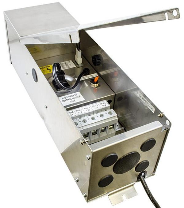 Picture of Dabmar Lighting LVT300-MT-SS 300W Low Voltage Stainless Steel Multi-Tap 12&#44; 13 & 14 - 15 Lighting Transformer with Powercord