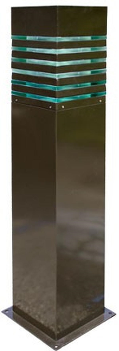 D170-L6-30K-B 120V E26 LED 6W 30K Powder Coated Steel Squared Bollard Light, Black