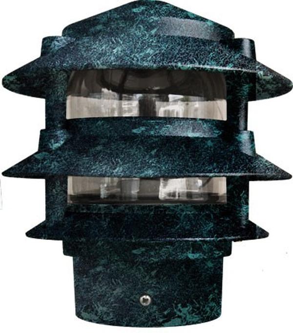 D5000-3B-VG Powder Coated 3-Tier Cast Aluminium Pagoda Light - 3 in. Base & 6 in. Top, Verde Green