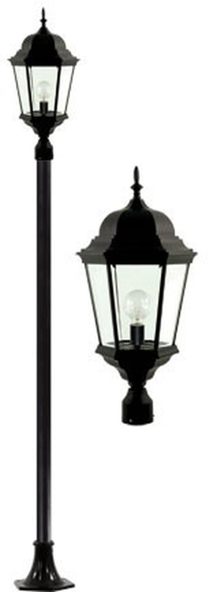 GM2351-B 120V E26 Cast Aluminium 1 Post Top Light Fixture Pole Plus Base, Black