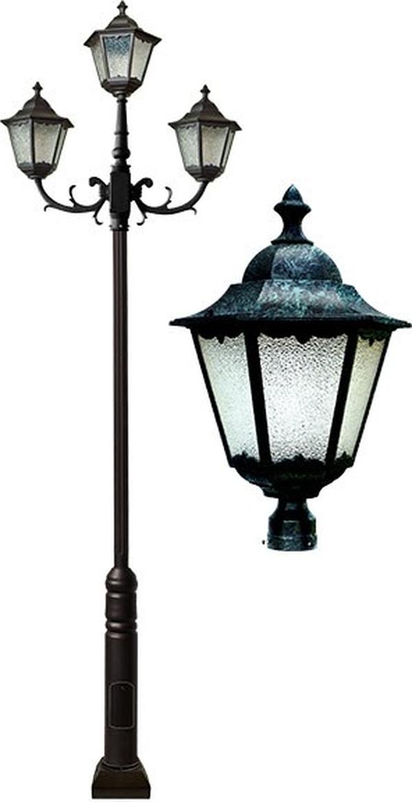 GM8123-L60-50K-VG 120V-277V G24 3X LED 20W 50K Cast Aluminium 3 Post Top Light Fixture Pole Plus Base, Verde Green -  Dabmar Lighting