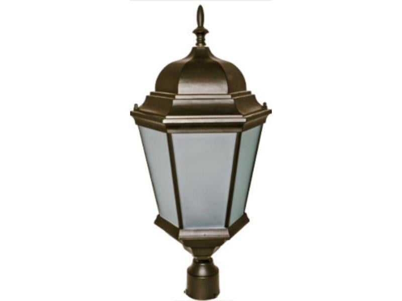 GM235-BZ-FR 120V E26 Frost Cast Aluminium Post Light Top Fixture, Bronze