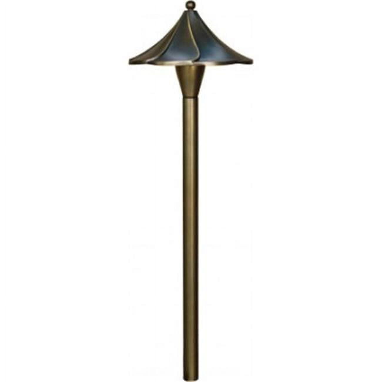 12V JC Brass Scalloped Top Path Light, 20W - Weathered Brass