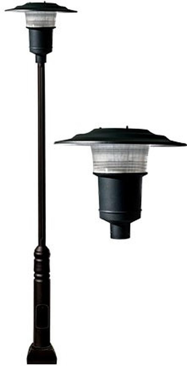 GM6551-B 120V E26 Cast Aluminium 1 Post Top Light Fixture Pole Plus Base, Black