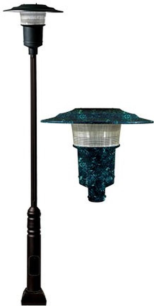 GM6551-VG 120V E26 Cast Aluminium 1 Post Top Light Fixture Pole Plus Base, Verde Green